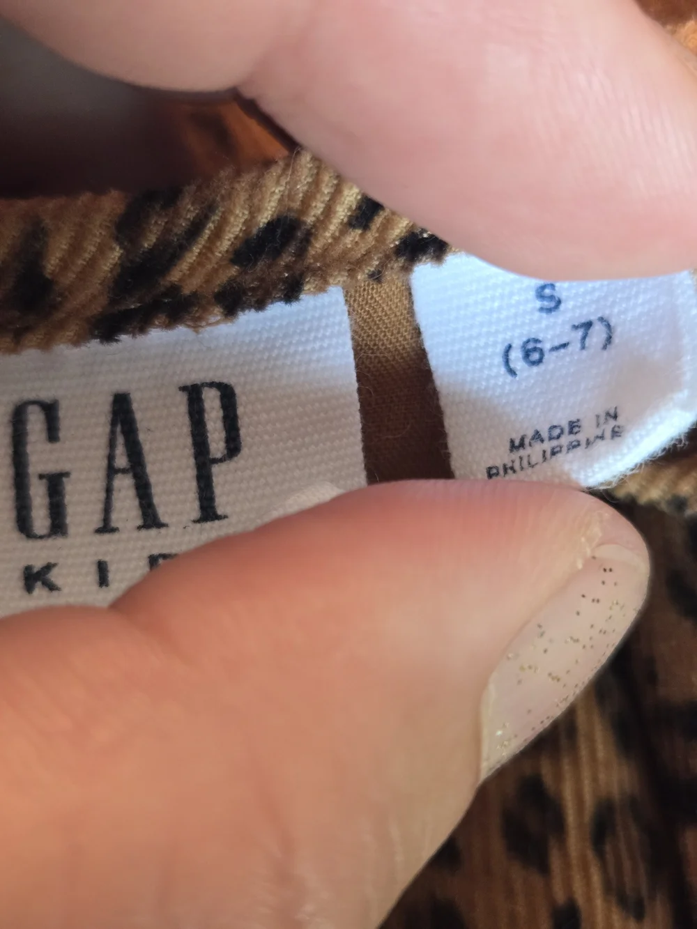 GAP Girls Cordoroy Leopard Animal Print Long Sleeve Dress